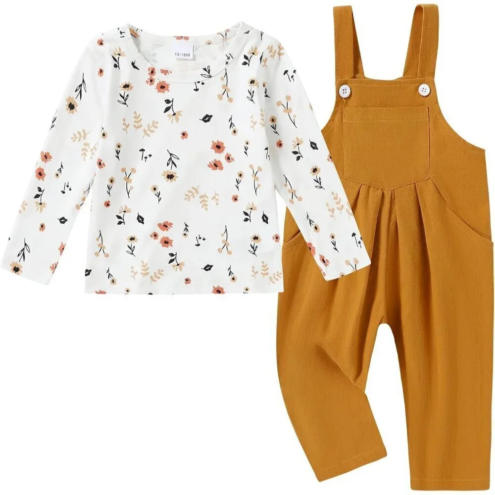 Toddler Girl Clothes 1-5T Baby Girl Outfits Fall Winter Stripe Floral Long Sleev